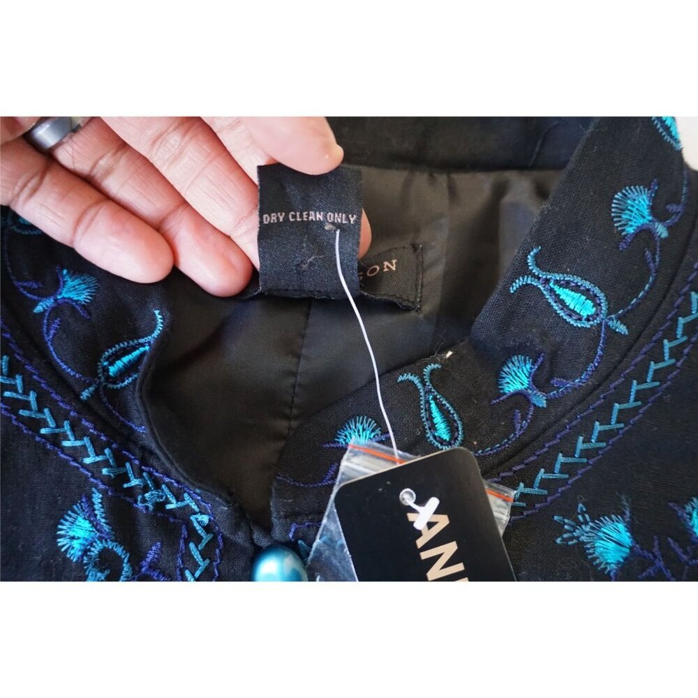 Anne Carson Paisley Turquoise Peacock Jewel Long Jacket, Size 1X NWT - Picture 4 of 8